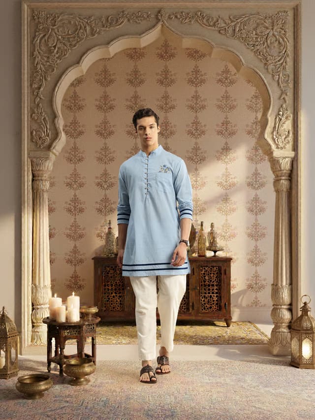 House of Pataudi Embroidered Pure Cotton Jashn Kurta