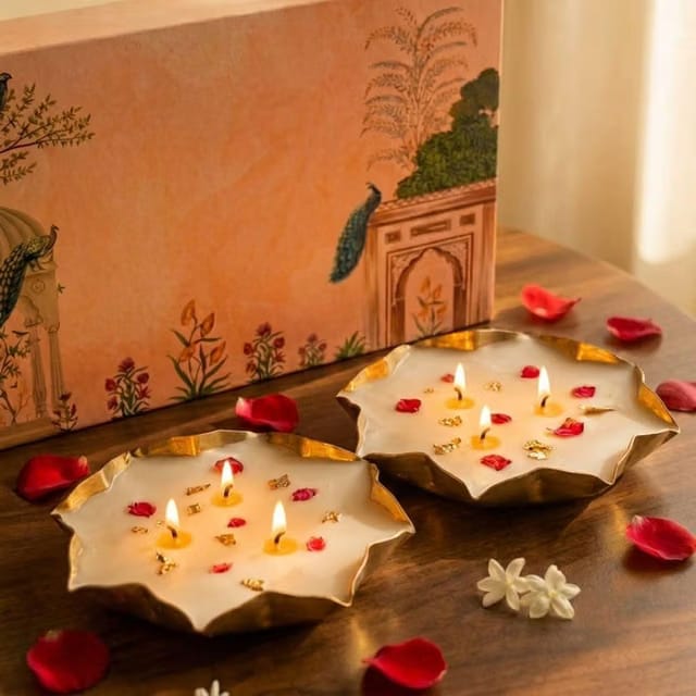 Lotus Urli Scented Candles Set of 2 Soy Wax Candles