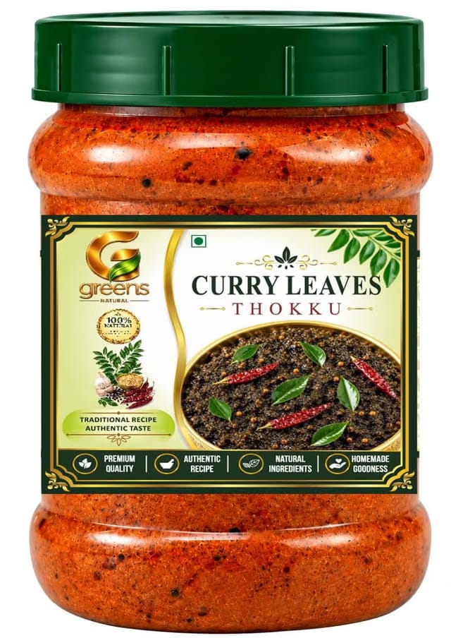 Greens Natural Curry Leaves Thokku 300g Pack of 1 Traditional South Indian Karuveppilai Thokku Spicy & Flavourful Curry