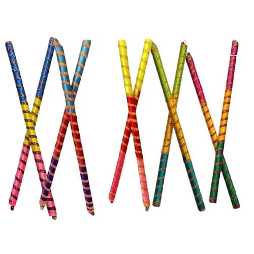 Smooth Satin-Wrapped Dandiya Sticks – Pack of 2 Pairs for Navratri, Garba Nights, Dance Events – Ideal for Women, Men