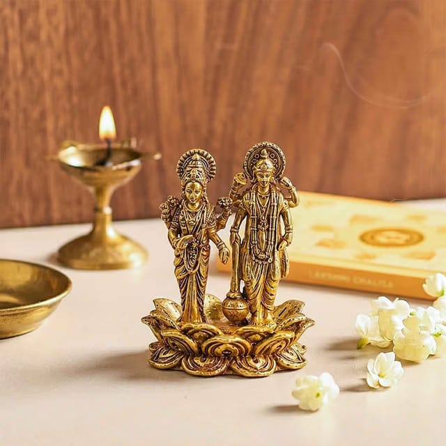 Brass Lakshmi Narayan Statue