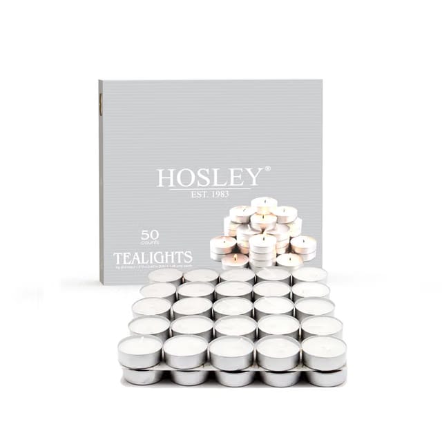 HOSLEY Unscented Tealight Candles Pack of 100|White Paraffin Wax Tealight Candles Perfect for Home Decor|Long Lasting