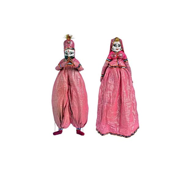 Traditional Handcrafted Rajasthani Wood Folk Puppets aka Kathputli aka Rajasthani Dolls Art