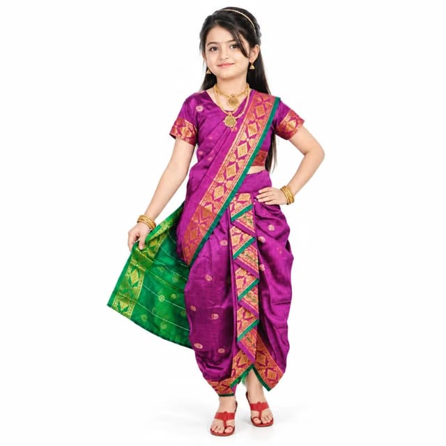 Reddy to wear Shahi Peshvai Nauvari Saree/Shahi Nauvari Mastani Saree for Baby/Childs/Girls