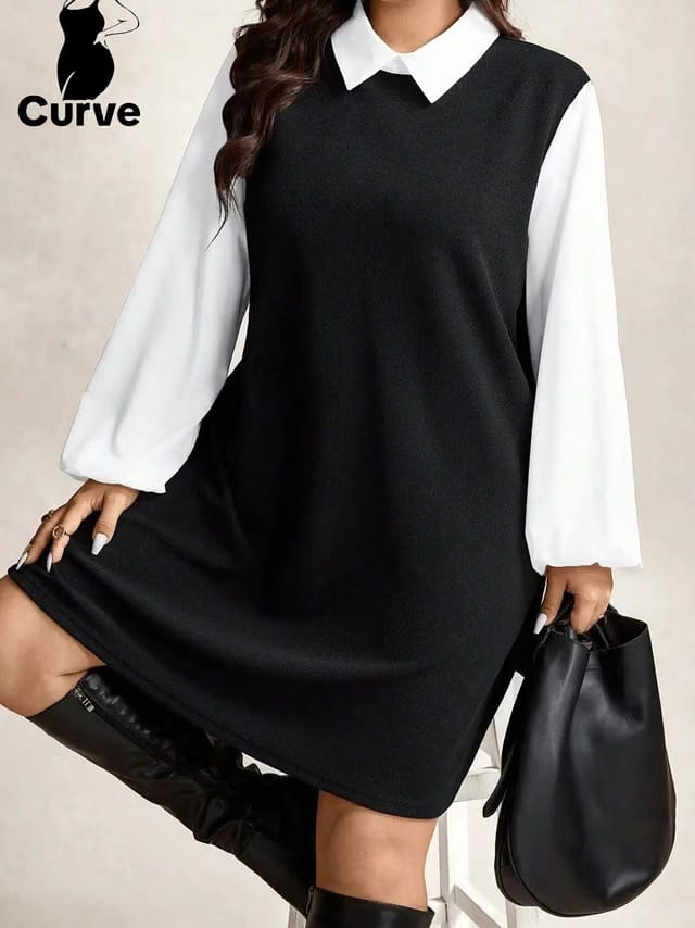 Women's Plus Size Fake 2 PCS A-Line Dress