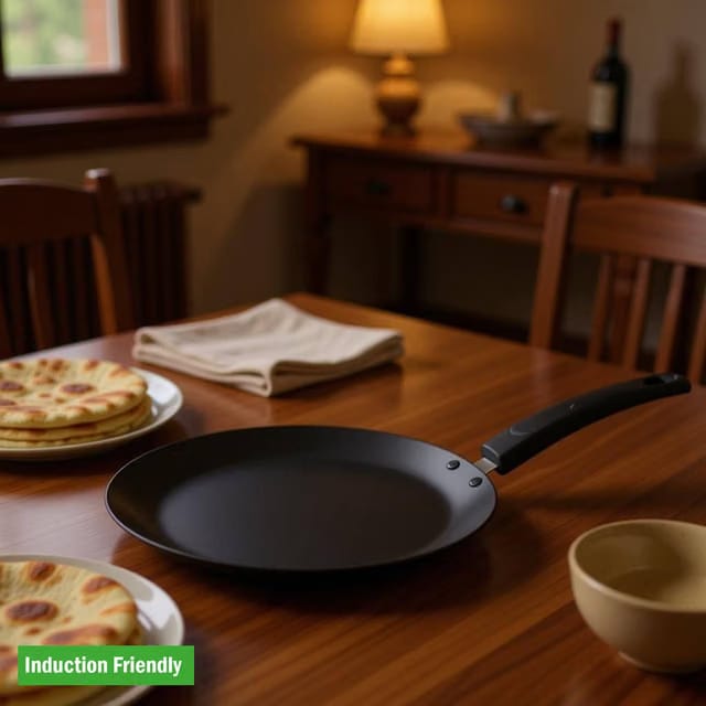 Jaipan Premium Induction Base Chapati Tawa 280mm Induction Bottom Non-Stick Coated Cookware Set