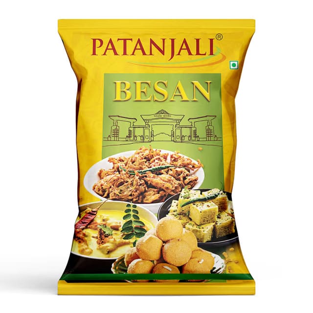 Patanjali Besan 500g, Natural & Fresh Gram Flour High Fibre & Protein, Essential Nutrients, Ideal for Cooking & Baking