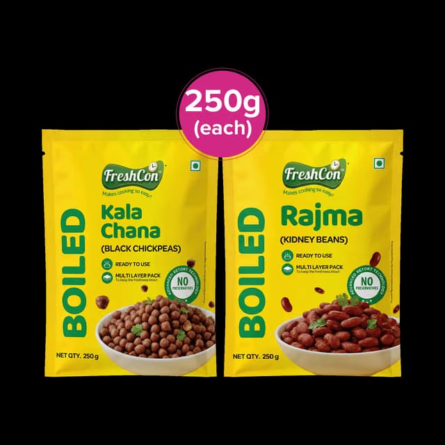 Freshcon Boiled Rajma (Kidney Beans) 250 g & Boiled Kala Chana (Black Chickpeas) Combo