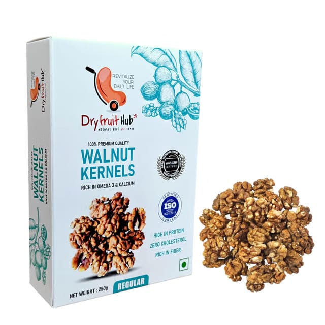 Dry Fruit Hub Kashmiri Walnuts 250g Without Shell,Walnut Kernels Light Amber Ahrot Giri New Crop Fresh Cracked Natural