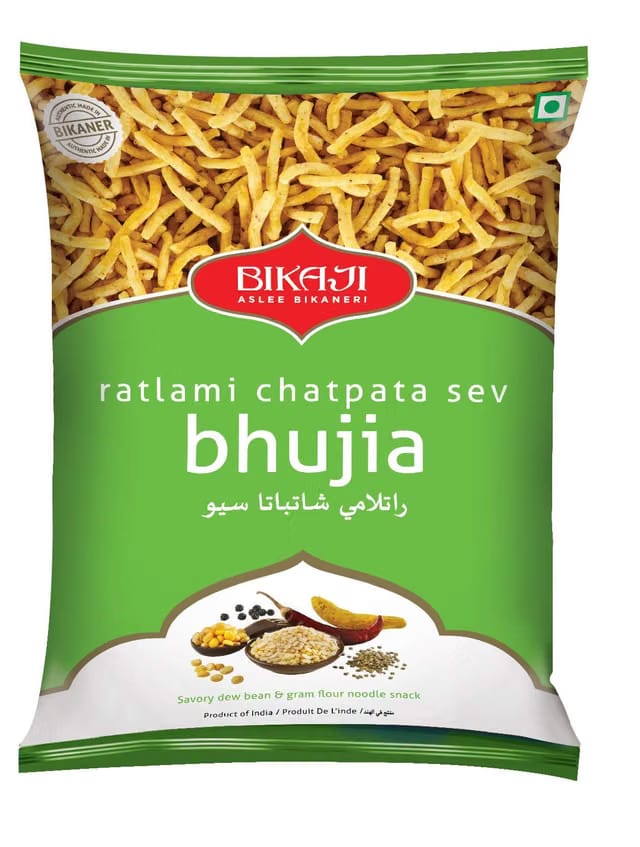 Bikaji Aslee Bikaneri Ratlami Chatpata Sev Bhujia-Spicy Crunchy Gathiya-Vegetarian Snack-Traditional Indian Namkeen