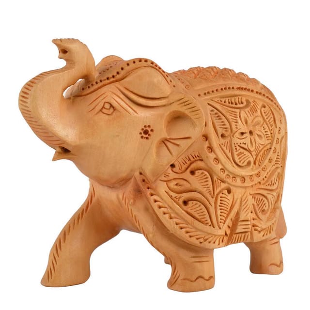 Handcrafted Wooden Elephant Showpiece (3 Inch) for Home Decor