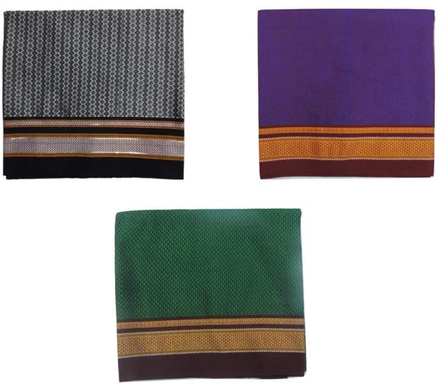 Traditional Khun Blouse Piece Material for Women, 100% Cotton Khun, Unstitched, Combo of 3 (1 meter each) – Diwali