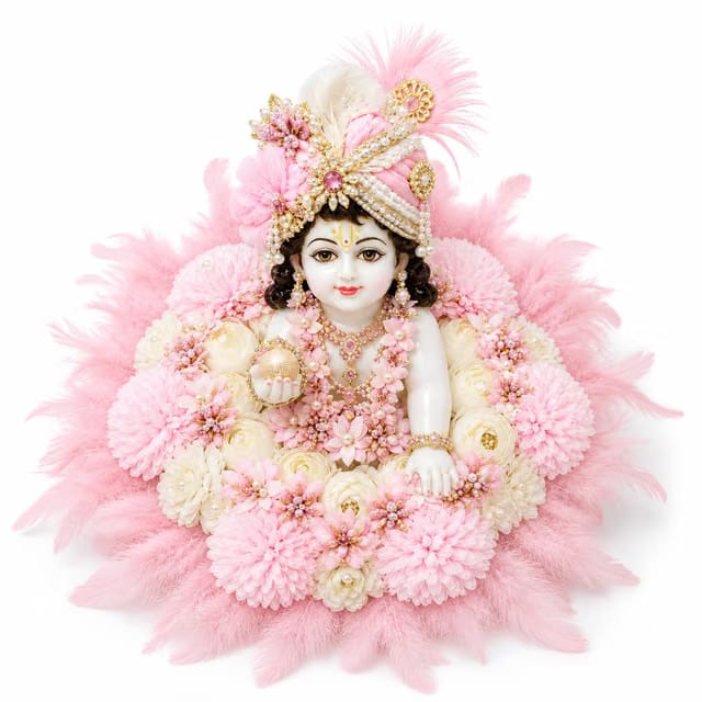 Janmashtami Special Heavy Feather Laddu Gopal Poshak with Matching Pagdi & Mala l Ladoo Gopal Dress l