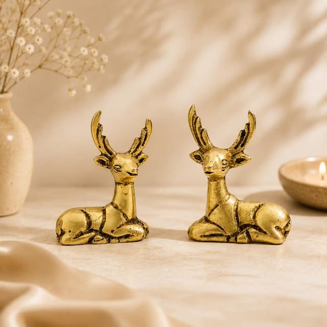 Solid Brass Deer Figurines Set for Home Décor