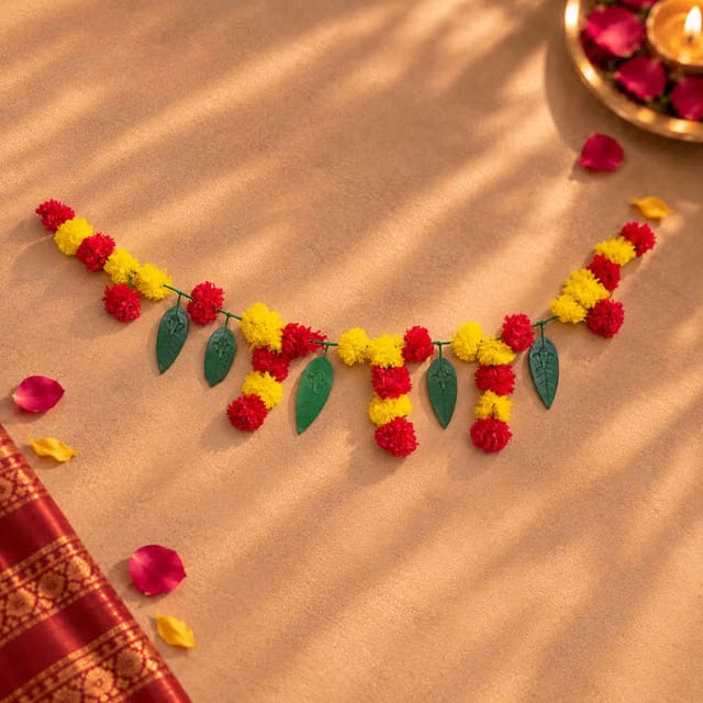 Artificial 11 Mango Leaf Marigold Toran