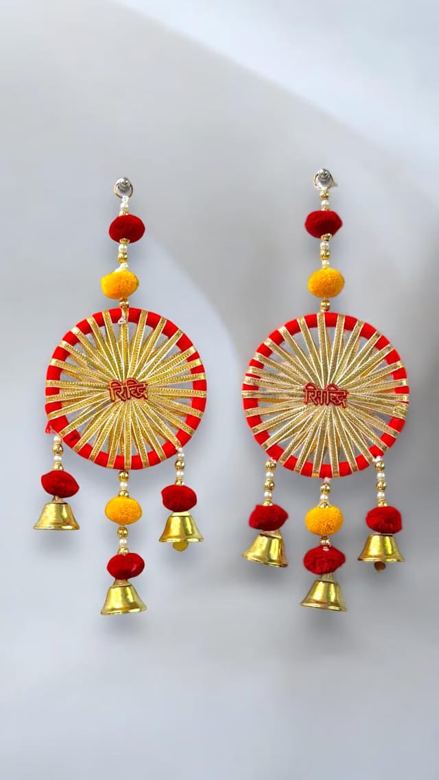 Ridhi Sidhi Handmade Door Hanging, Traditional Latkan Jhumar Bandarwal Side Wall Décor for Entrance