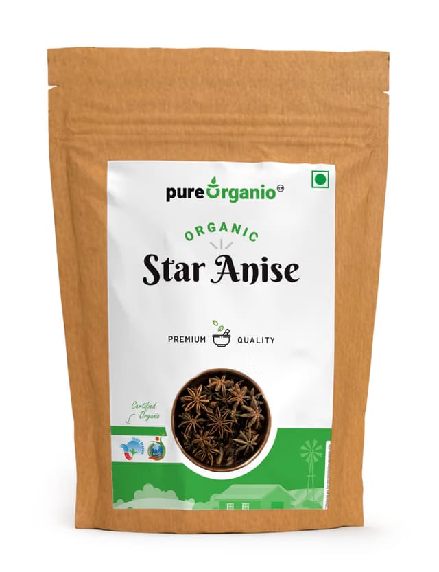 Pure Organio Organic Star Anise Whole (Chakri Phool) NPOP Certified