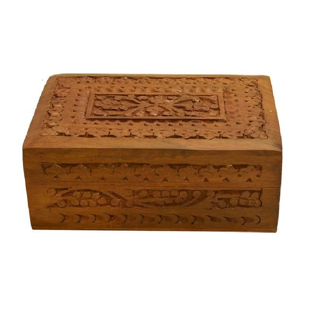 Handmade Wooden Jewellery Box Antique (14x10x6) Cm-Grah Pravesh Item Grahpravesh Gift Item Hard Covered Design Best For