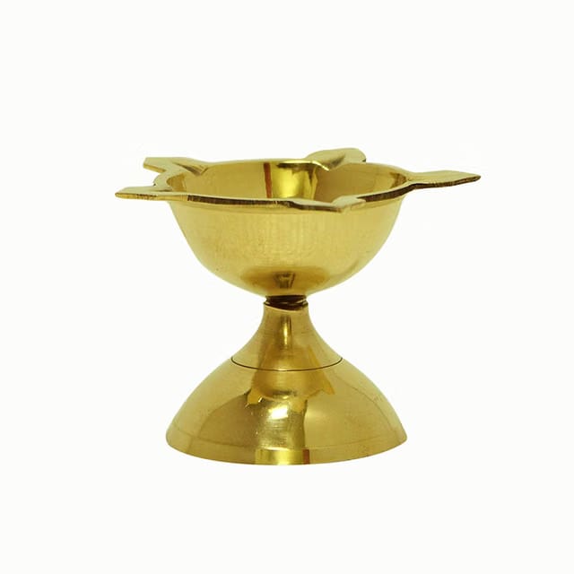 Brass Panchmukhi Diya, Five Face Oil Lamp with 5 Wick Slots for Pooja, Mandir, Home Temple, Diwali, Navratri