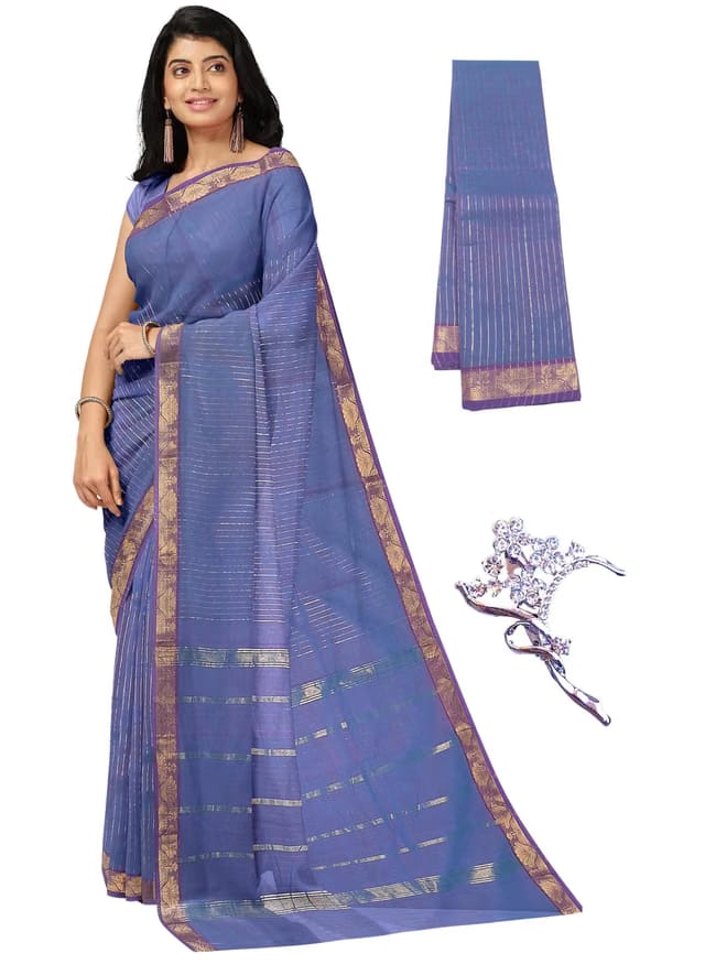 NandaVanam Women's Pure Chettinad Vairavoosi Cotton Saree without Blouse - Vairavusi