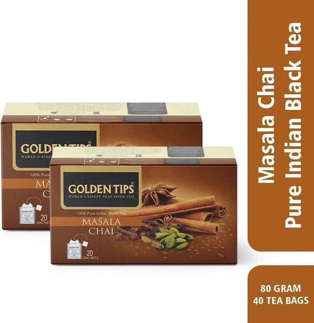 Golden Tips Indian Chai Masala Tea Bags Box