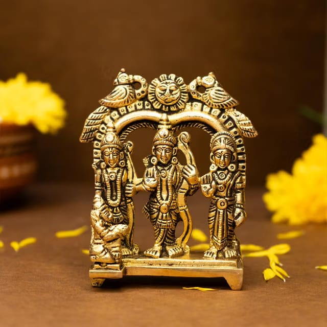 Ekhasa 100% Pure Brass Ram Darbar Murti (Size: 8.4 cm)