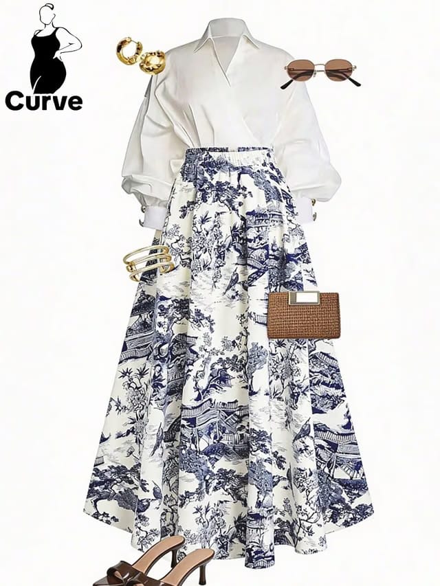 Women's Plus Size Elastic A-Line Skirt