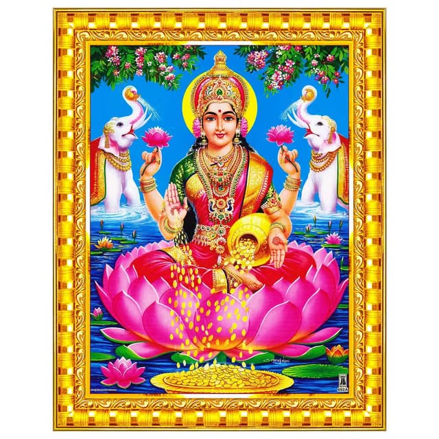 Goddess Lakshmi Devi Dhana Vaibhav Laxmi Maa Wall Painting Framed Home Decor