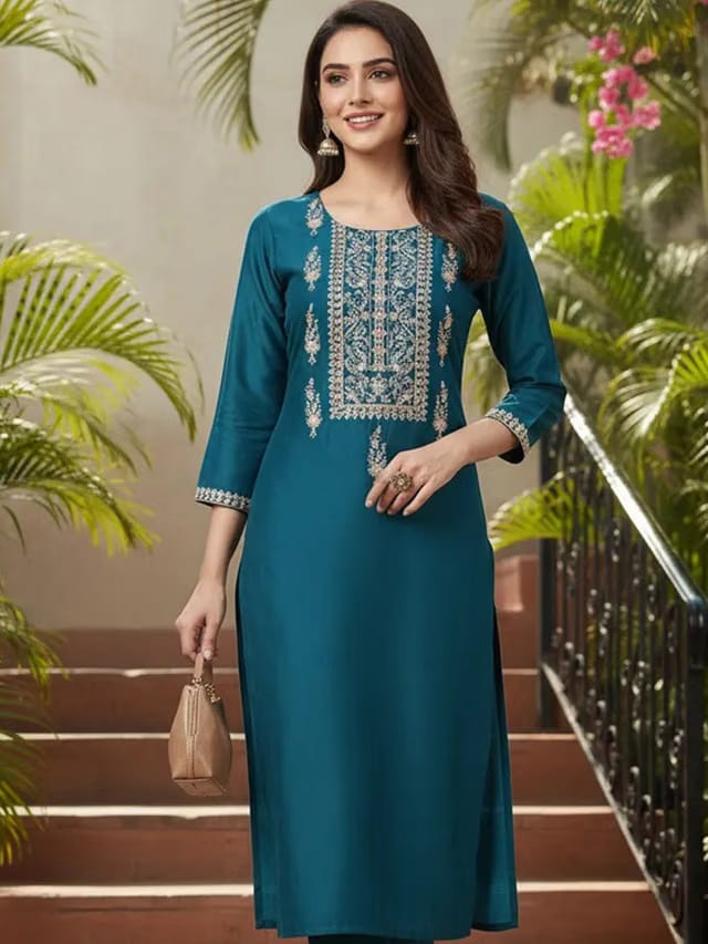 Women Embroidered Thread Work Kurta