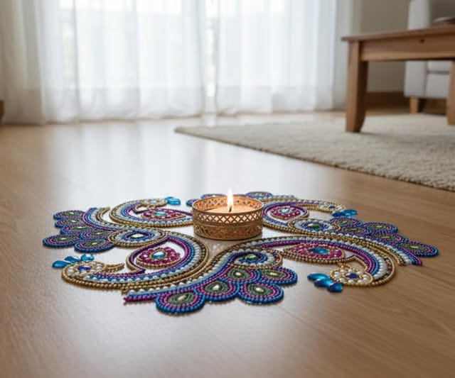 Rearrangeable Peacock Rangoli