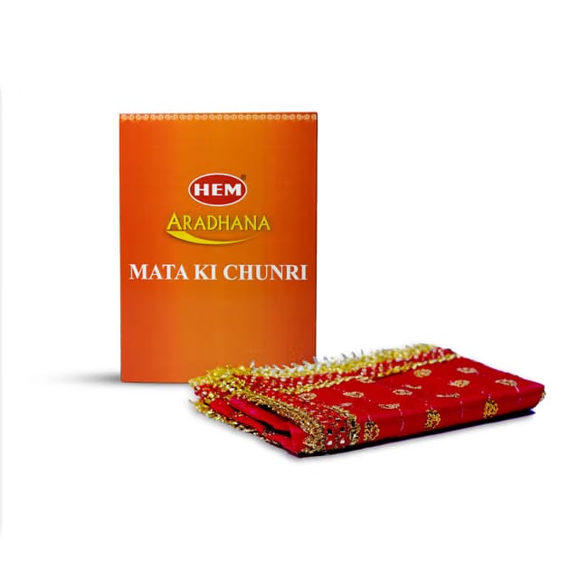 Hem Devi MATA Chunari – Red Puja Chunri with Designer Border Fabric for Religious & Kanya Pujan Rituals