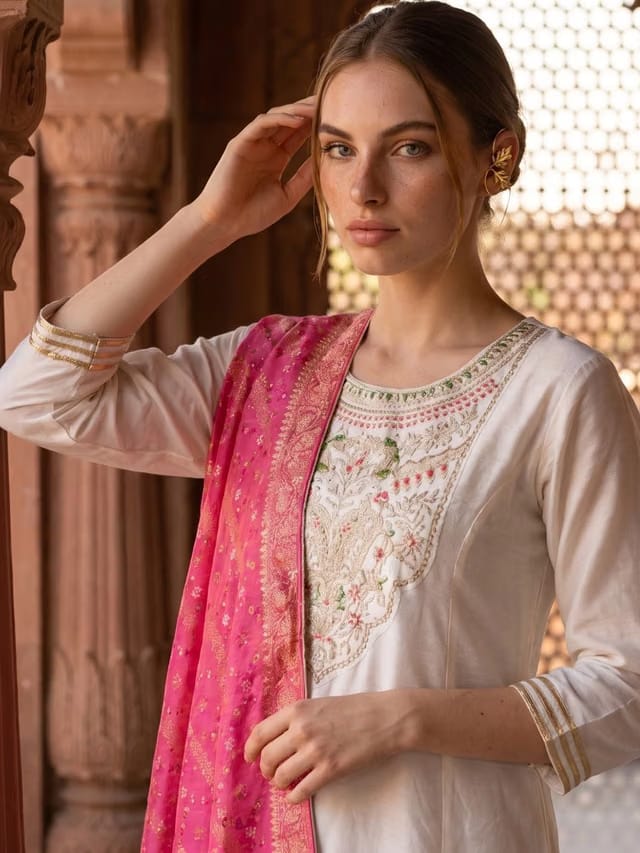 AURELIA Ethnic Motifs Woven Design Dupatta with Zari