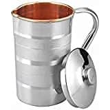 Copper Steel Water Jug 1.6lt Pitcher with Stainless Steel Outer and Inside Pure Copper Luxury Steel Copper Jug/Pitcher