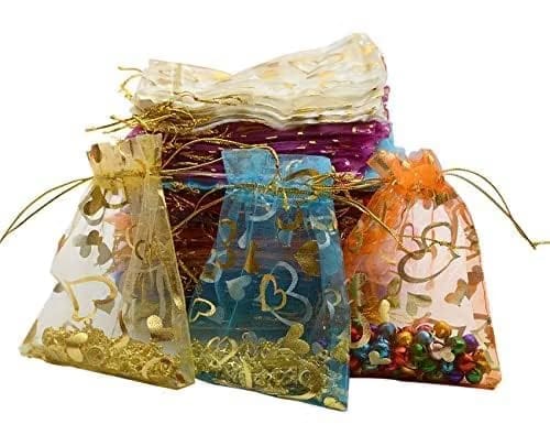 3x4 inches Pack of 30 Potli Bags Organza Pouches Return Gift Favor Shagun Pouches Dry Fruit Pouches Jewellery Packaging