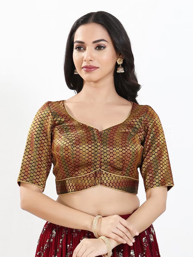 Woven-Design Readymade Saree Blouse