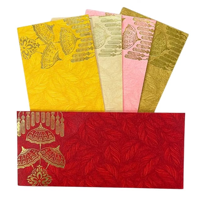 Pack of 50, Rectangle Shape Metallic Paper Shagun Envelopes for Gifting Cash Money Sagan Envelope Lifafa Wedding