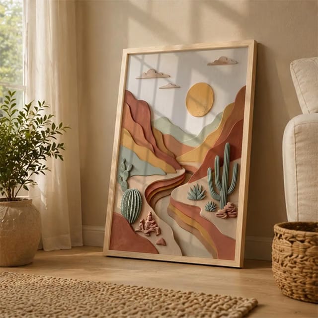 walllane - Abstract Terracotta Art Framed Painting