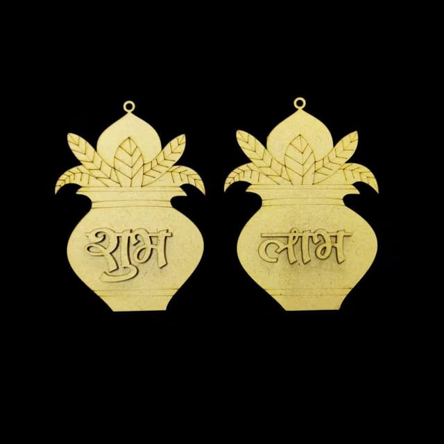 Pair of 2 Wooden Shubh Labh Pair