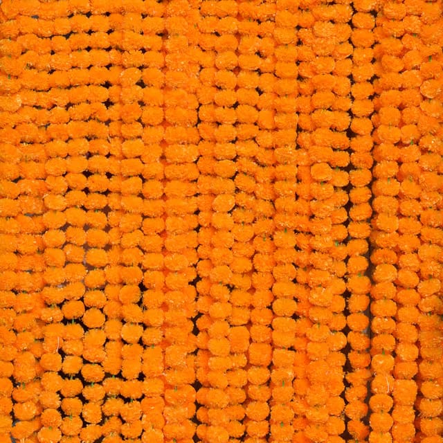 DIYANA IMPEX Marigold Garland For Decoration 5 Feet Long Strands Artificial Marigold Flowers, Indian Décor For Pooja