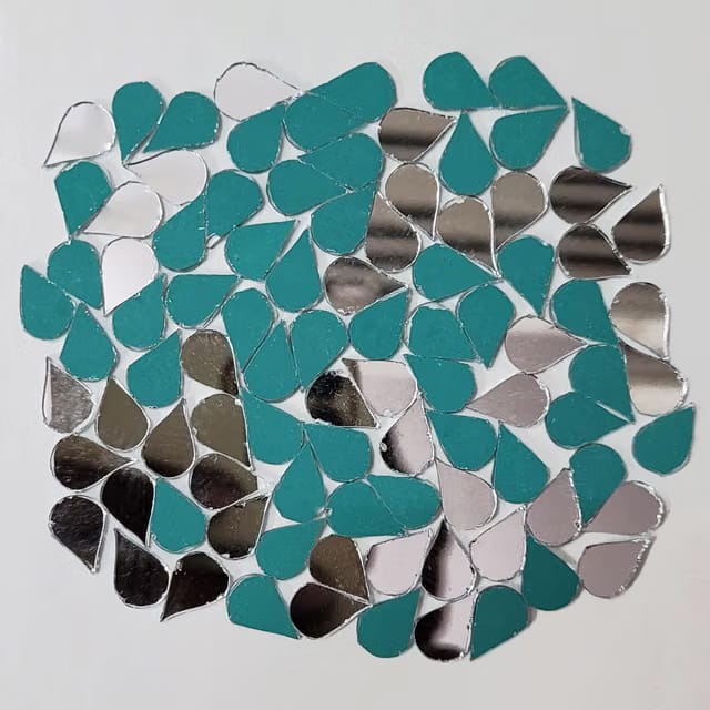Shiny Silver Drop Shaped Glass Mirror Pieces 6mm Medium Size for Lippan Art, Mandala Work and Home Craft Decor