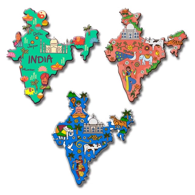 Yey Fridge Magnets Set for Home, Cafe, Kitchen & Office Decoration (Indian Illustration Set of 3)