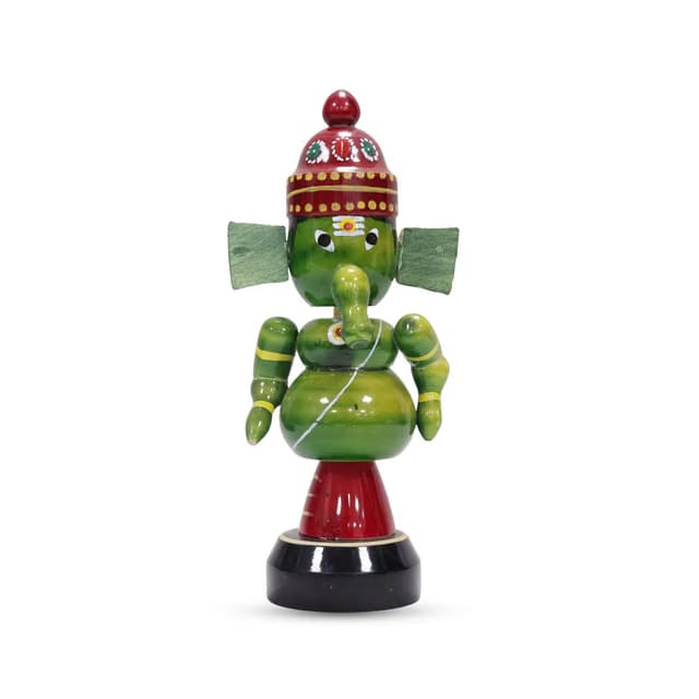 Saras Aajeevika Handmade Etikoppaka Wooden Toys Ganesha Idol 6 Inch