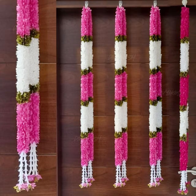 Artificial Flower Garland 4 Pcs, Toran for Main Door with Side Hanging