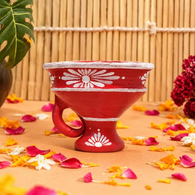 Decorative Clay Dhunuchi Dhoop Dani with Handle