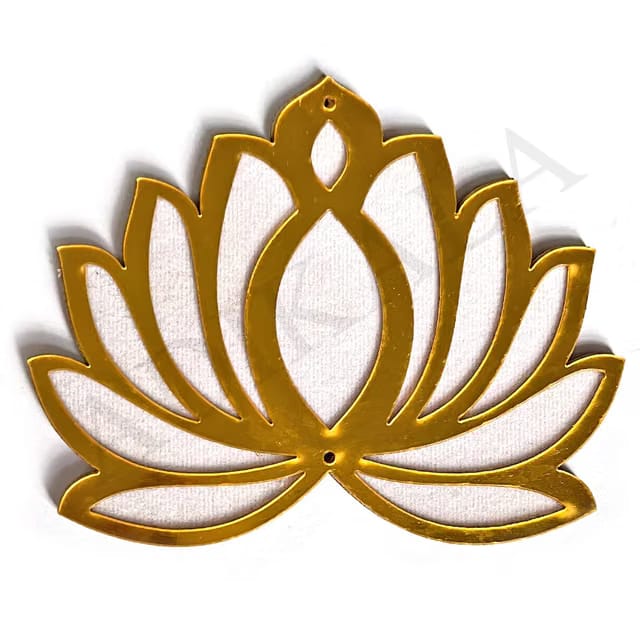 Adikala White Velvet & Golden Acrylic Lotus Flower Cutout for DIY Craft
