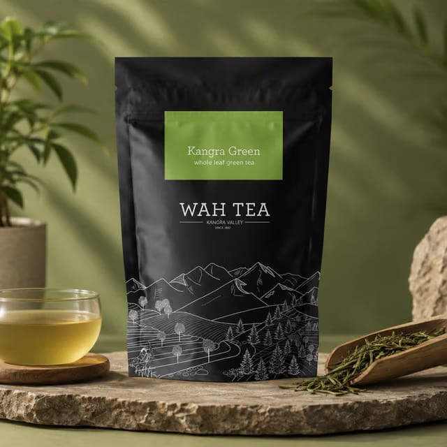 Wah Tea Kangra Green Tea Loose Leaf - First Flush, Hand Plucked, Natural 100g (100 Cups)