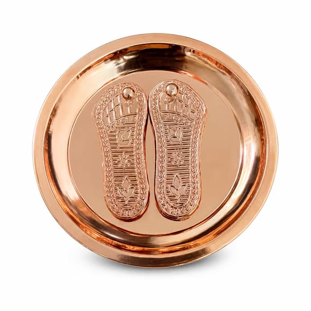 Salvus APP SOLUTIONS Copper Laxmi Charan Paduka for Temple & Home Decor – Spiritual Footprint of Goddess Lakshmi