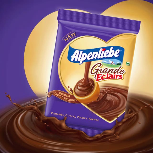 Alpenliebe Eclairs Grande Caramel Choco Chewy Toffee Pouch
