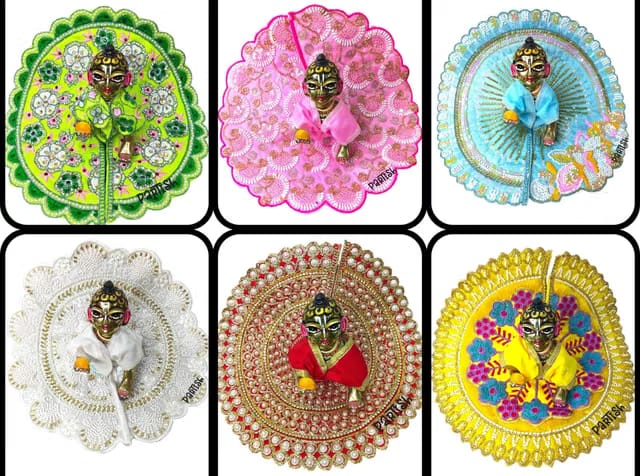 PARTISH Handcrafted Laddu Gopal Heavy Dress Poshak (Set of 6, Multicolor)