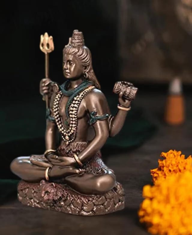 ANI DIVINE Lord Shiva Idol Shiv Ji Murti Meditating Padmasana Sitting Statue for Car Dashboard, Home Temple, Worship
